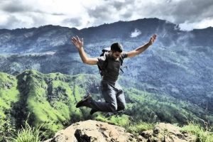 Trek to Ella Rock Stef jumping